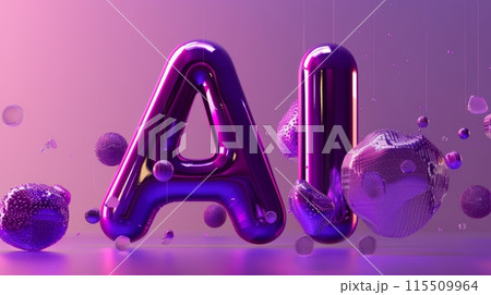 Violet Glossy Surface Artificial Intelligence concept art poster. 115509964