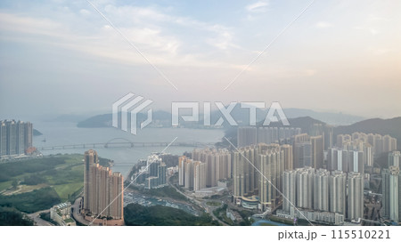 June 2 2024 a magnificent cityscape at sunset, hong kong 115510221