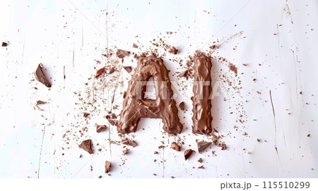 Artificial Intelligence symbol created in Chocolate Typography. 115510299
