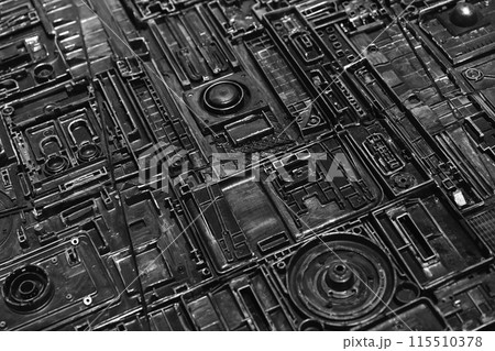 Abstract industrial panel background, black plastic details Abstract industrial panel background, black plastic details 115510378