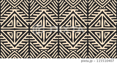 Hand drawn Batik seamless pattern. Geometric doodle abstract background, Ethnic wallpaper. Tribal vector texture. Aztec style. Folk embroidery, Scandinavian art, African rug, tile design. 115510407