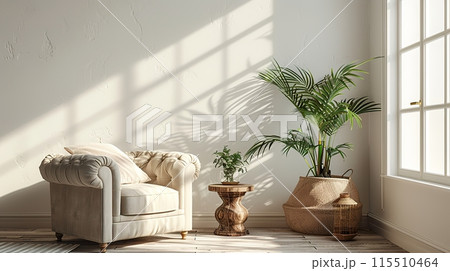 Cozy Sunlit Armchair in Modern Interior Cozy Sunlit Armchair in Modern Interior 115510464