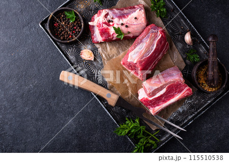 Raw uncooked fresh meat ribs Raw uncooked fresh meat ribs 115510538