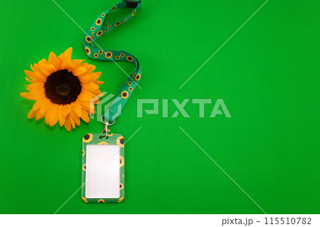 Sunflower lanyard, symbol of people with invisible or hidden disabilities. 115510782