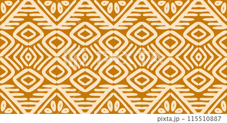 Hand drawn Batik seamless pattern. Geometric doodle abstract background, Ethnic wallpaper. Tribal vector texture. Aztec style. Folk embroidery, Scandinavian art, African rug, tile design. 115510887