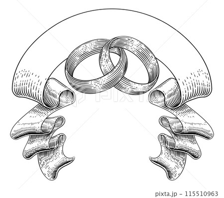 Wedding Rings Bands and Banner Scroll Design Wedding Rings Bands and Banner Scroll Design 115510963