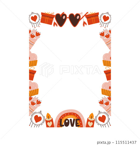 Valentines day card with heart shapes on white background 115511437