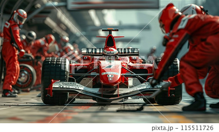 Formula One Pit Stop Team in Action Formula One Pit Stop Team in Action 115511726
