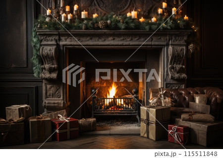 Christmas decoration at home. Generative AI 115511848