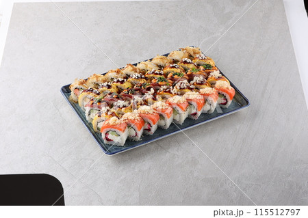 sushi set on the black stone 115512797