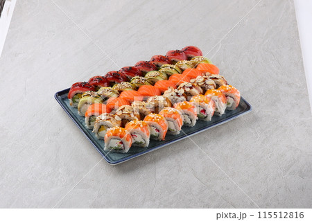 sushi set on the black stone sushi set on the black stone 115512816