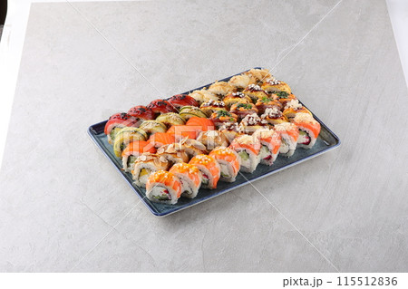 sushi set on the black stone 115512836