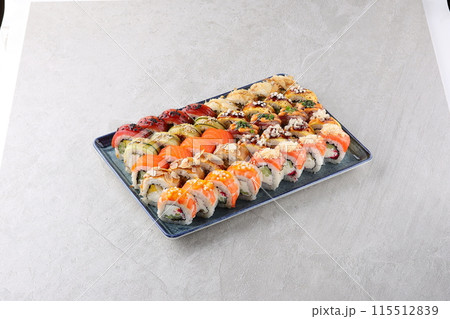 sushi set on the black stone sushi set on the black stone 115512839