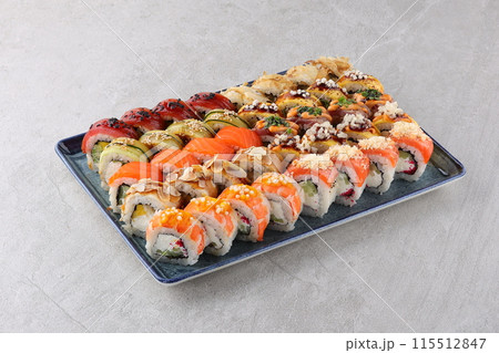 sushi set on the black stone 115512847