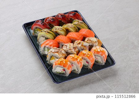 sushi set on the black stone 115512866