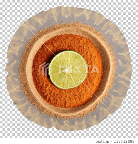 Fajita spices mandala a mandala of cumin chili powder and paprika with powder scattering 115512889