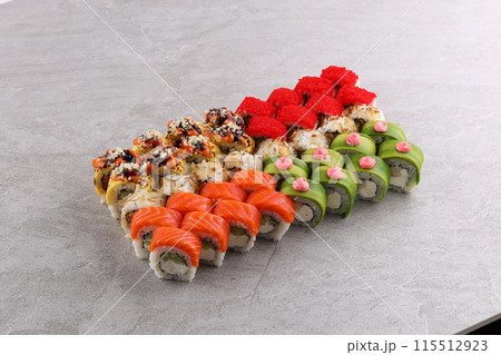 sushi set on the black stone 115512923