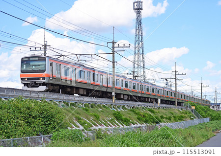 武蔵野線　南越谷ー東川口　JR東日本　E231系0番台　MU15編成（幕張） 115513091