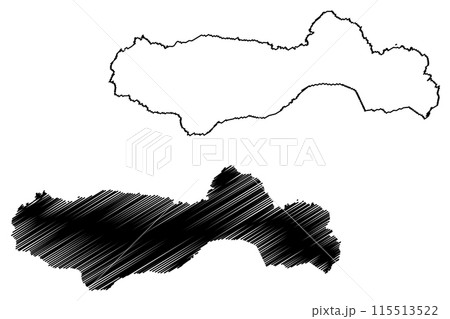 Mucajai municipality (State of Roraima, Municipalities of Brazil, Federative Republic of Brazil) map vector illustration, scribble sketch Mucajai map 115513522