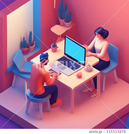 laptop computer with virtual reality headset 115513878