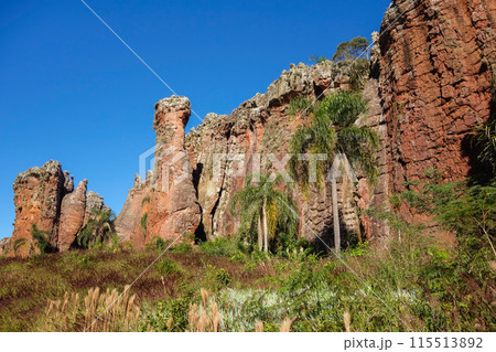 sandstone geological monuments, or Arenitos, in Vila Velha State Park. Ponta Grossa, Parana, Brazil 115513892