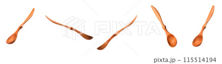 Wooden spoon isolated on a white background with clipping path 115514194