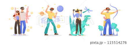 Adults in Augmented Reality Glasses Vector Set Adults in Augmented Reality Glasses Vector Set 115514276