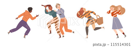 Afraid People Character Scared and Terrified Dodge Vector Set Afraid People Character Scared and Terrified Dodge Vector Set 115514301