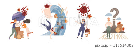 Business People Character Overcoming Financial Difficulties in Coronavirus Vector Set 115514308