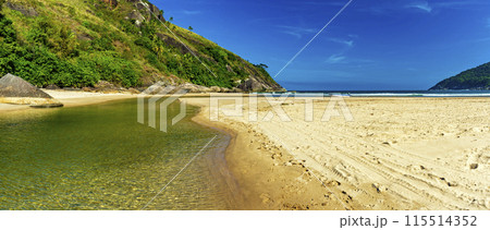 River flowing into the sea, Ilhabela 115514352