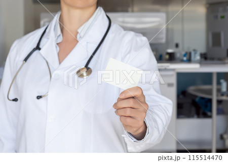 Doctor showing card . 115514470