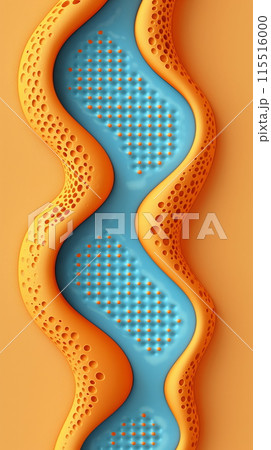 Abstract Wavy Structure With Orange and Blue Color Scheme 115516000