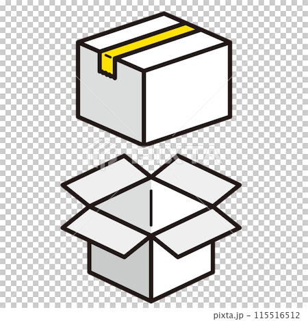 Closed and open cardboard boxes illustration Closed and open cardboard boxes illustration 115516512