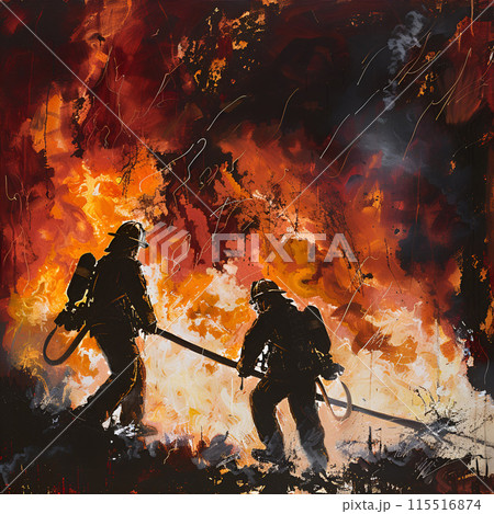 消火する消防士 ai生成画像 消火する消防士 ai生成画像 115516874