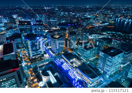 横浜夜景　横浜ランドマークタワーからの眺望　横浜駅方面 115517121