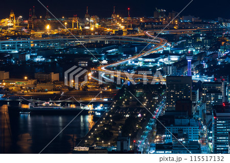 横浜夜景 横浜ランドマークタワーからの眺望 本牧方面 横浜夜景 横浜ランドマークタワーからの眺望 本牧方面 115517132