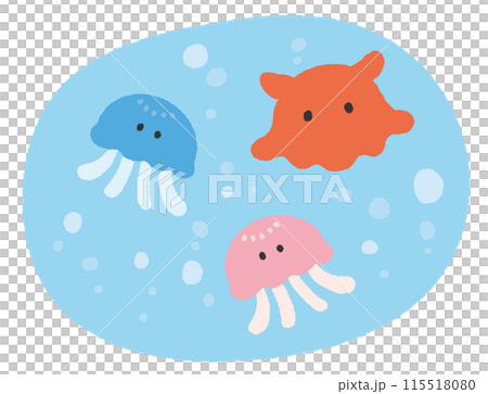 Illustration of a jellyfish and a octopus 115518080