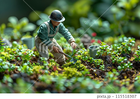 ガーデニング　植林のイメージのミニチュア写真5　AI生成画像 115518307