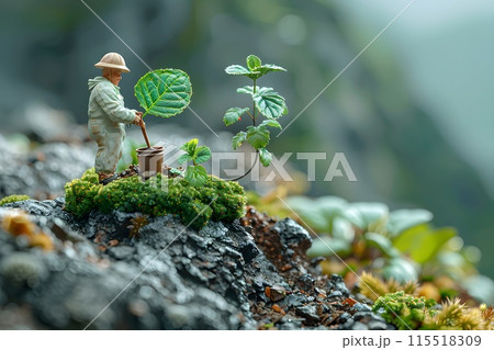 ガーデニング　植林のイメージのミニチュア写真6　AI生成画像 115518309