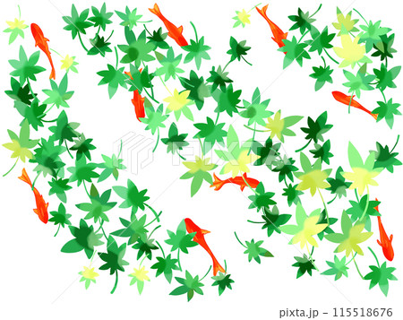 緑のもみじと赤い金魚 115518676