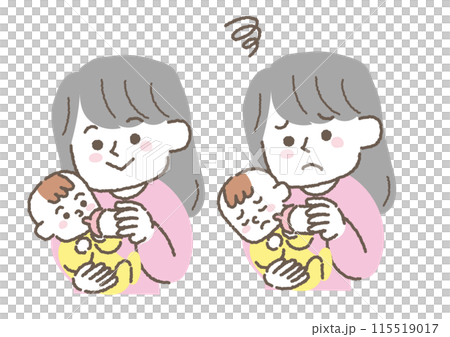 赤ちゃんにミルクをあげている母親のイラストセット 赤ちゃんにミルクをあげている母親のイラストセット 115519017
