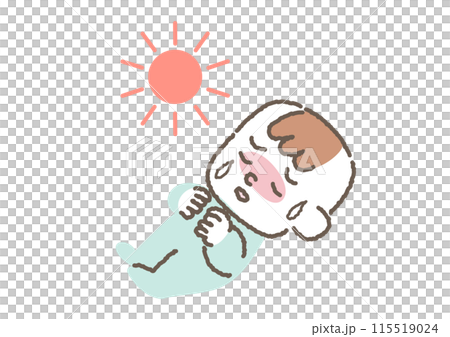 中暑的嬰兒插畫 115519024
