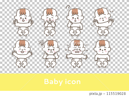 穿尿布的嬰兒臉部表情插圖集 115519028