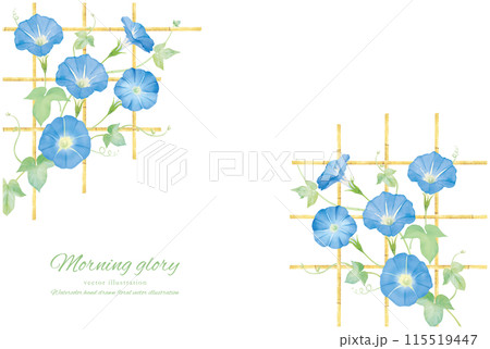 水彩手書きの青い朝顔のフレーム 115519447