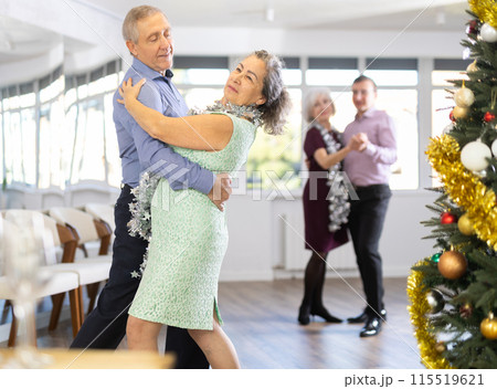 Elderly man and elderly woman dance waltz 115519621