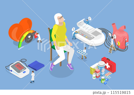 3D Isometric Flat Vector Illustration of Cardiology, Healthcare and Medicine 115519815