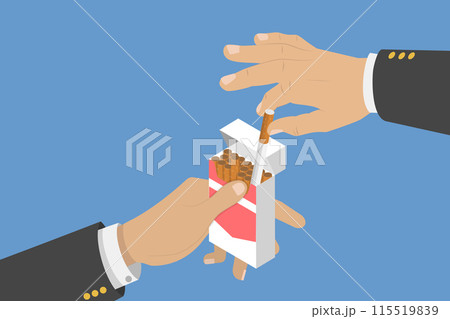 3D Isometric Flat Vector Illustration of Bad Habits, Side Effects of Smoking 115519839