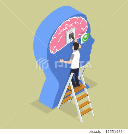 3D Isometric Flat Vector Illustration of Emotional Intelligence, Emotion Switch on Human Head 3D Isometric Flat Vector Illustration of Emotional Intelligence, Emotion Switch on Human Head 115519864