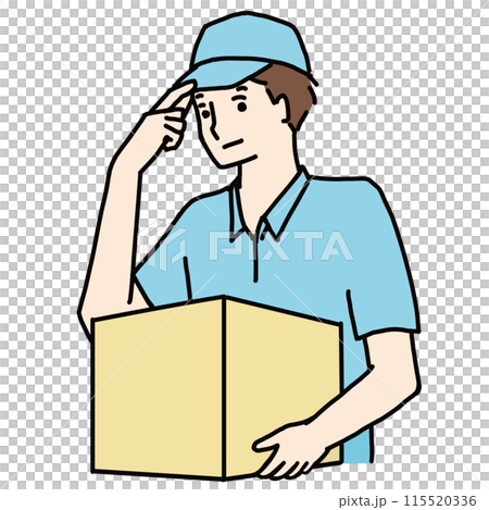 笑顔で荷物を配達する宅配業者の線画イラスト 笑顔で荷物を配達する宅配業者の線画イラスト 115520336