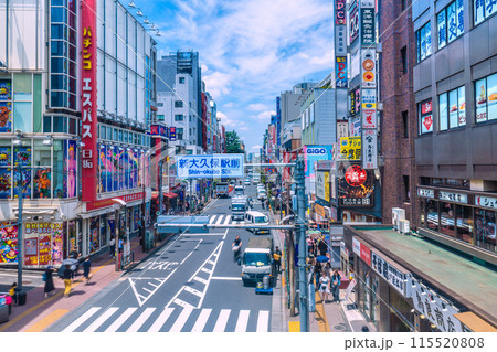日本の東京都市景観 6月。新大久保駅前や大久保駅(画面奥)などを望む 日本の東京都市景観 6月。新大久保駅前や大久保駅(画面奥)などを望む 115520808